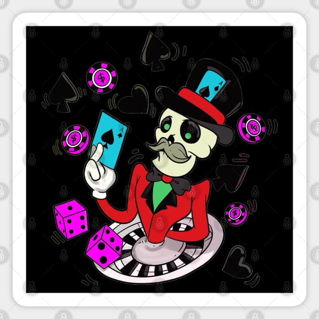 Skeleton Poker Blackjack Skull Sticker by Trendy Black Sheep